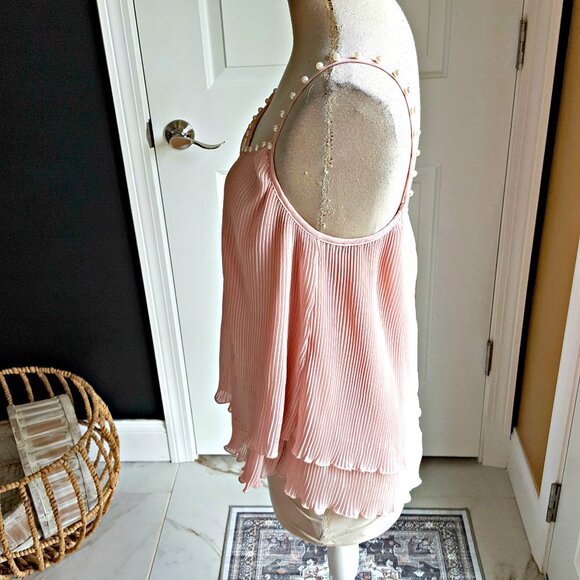 NWOT! PEARL Embellished PLEATED CAMISOLE TOP - Picture 3 of 5